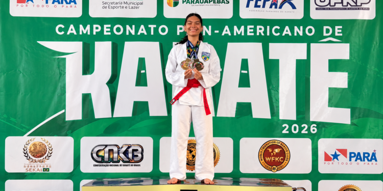 Filha de olegariense conquista ouro, prata e bronze e se torna campeã pan-americana de karatê