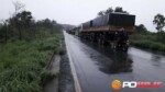 Fila na MG 410 após o acidente (Foto: Enviada pelo WhatsApp)