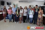 Alunos, diretora, professores da Escola Padre Andre medalhistas e familiares